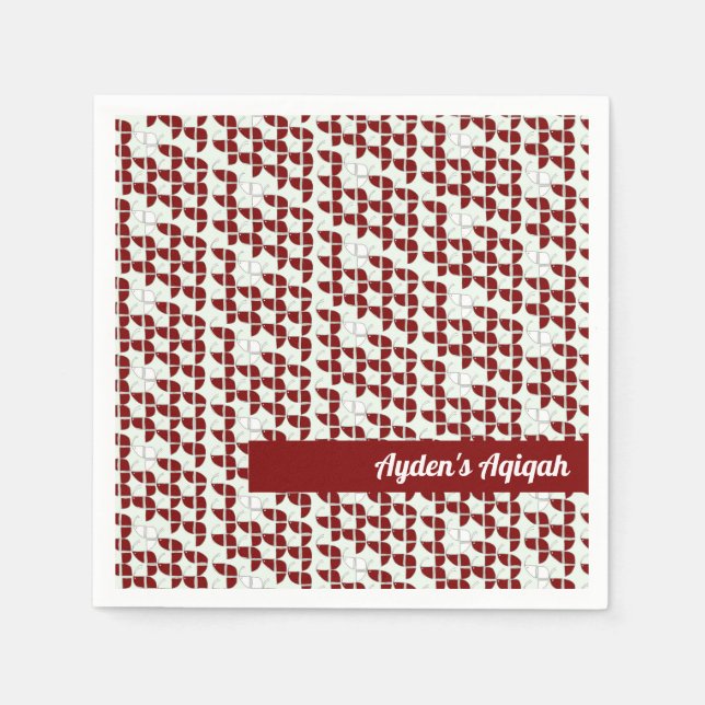 Serviette En Papier SHRIMPLY Rouge Blanc Motif, Aqiqah Baby Boy Douche (Devant)