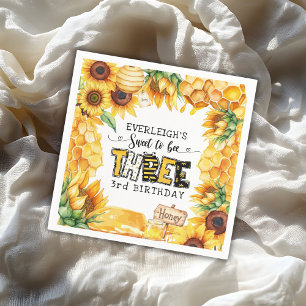 Serviette En Papier Si doux d'être trois floral 3ème anniversaire