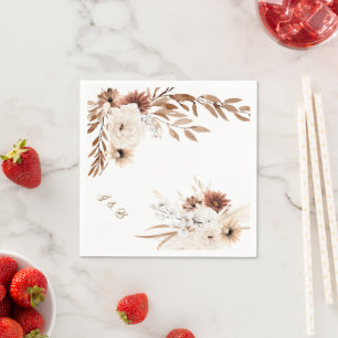 Serviette En Papier Sienne Boho et Papier Floral Beige