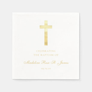 Serviette En Papier Signature dorée moderne Baptême Christening