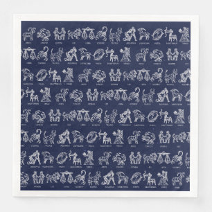Serviette En Papier SIGNE Zodiaque Napkin(Bleu)
