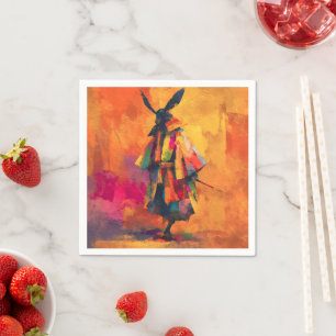 Serviette En Papier Silhouette Abstraite du guerrier de Samurai