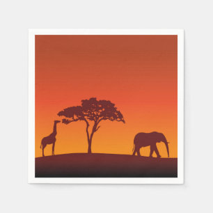 Serviette En Papier Silhouette africaine Safari - Papier Napkin