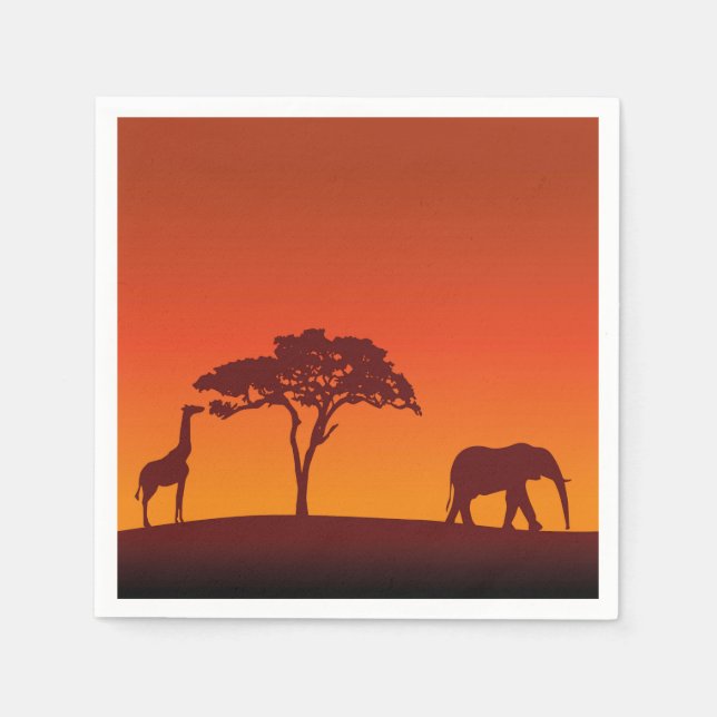 Serviette En Papier Silhouette africaine Safari - Papier Napkin (Devant)