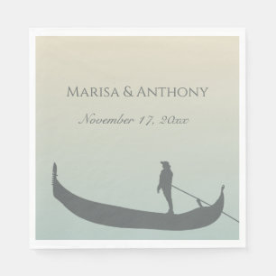 Serviette En Papier Silhouette de la gondole de Venise au Mariage du c