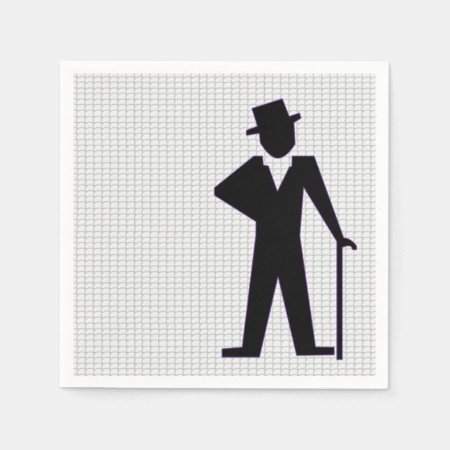 Serviette En Papier Silhouette de l'homme dansant avec chapeau supérie (Devant)