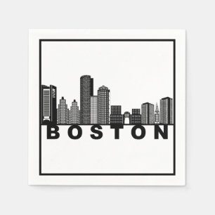 Serviette En Papier Silhouette de l'horizon de Boston 