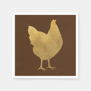 Serviette En Papier Silhouette de poulet doré