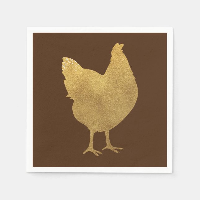 Serviette En Papier Silhouette de poulet doré (Devant)