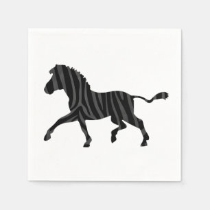 Serviette En Papier Silhouette d'impression noir et gris Zebra