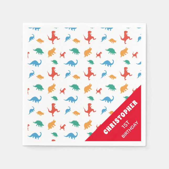 Serviette En Papier Silhouette Dinosaure (Devant)