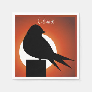 Serviette En Papier Silhouette d'oiseau noir Sun Thunder_Cove