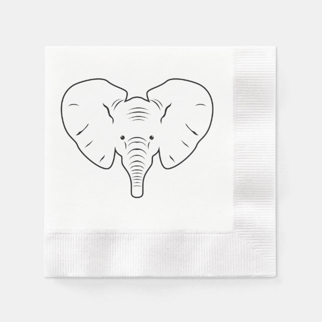 Serviette En Papier Silhouette du visage de l'éléphant (Devant)