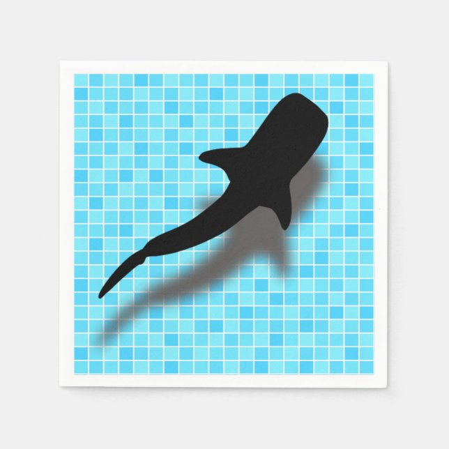 Serviette En Papier Silhouette requin baleine dans la piscine (Devant)
