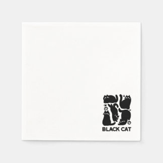 Serviette En Papier Silhouettes de chat noir - Design Feline mignon