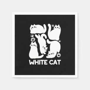 Serviette En Papier Silhouettes de chaton blanc - Design Feline mignon