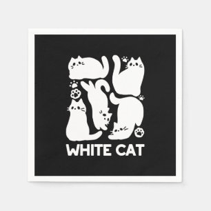Serviette En Papier Silhouettes de chaton blanc - Design Feline mignon