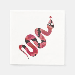 Serviette En Papier Silhouettes noires et rouges du serpent