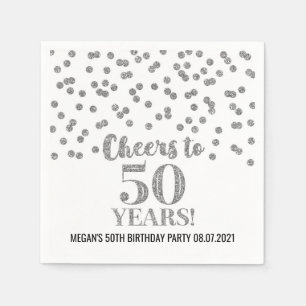 Serviette En Papier Silver Confetti encourage à 50 ans anniversaire