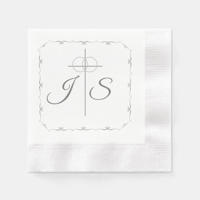Serviette En Papier Silver et Mariage blanc purement catholique (Devant)