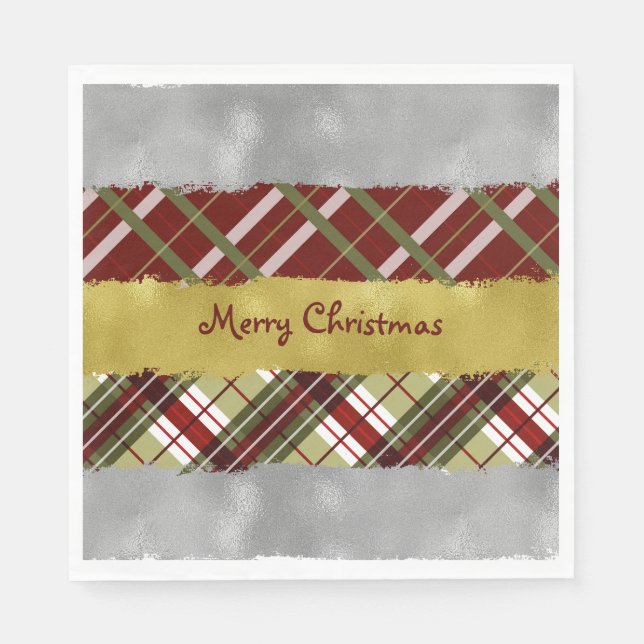 Serviette En Papier Silver, Gold And Plaid Paper Napkin (Devant)