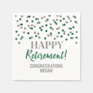 Serviette En Papier Silver Green Confetti joyeuse retraite