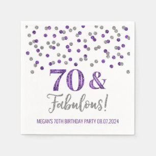 Serviette En Papier Silver Purple Confetti 70 & Fabuleux