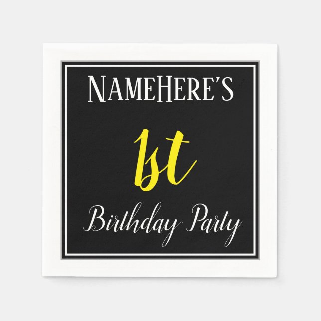 Serviette En Papier Simple, 1ère fête d'anniversaire avec nom personna (Devant)