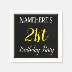 Serviette En Papier Simple, 21e fête d'anniversaire avec nom personnal