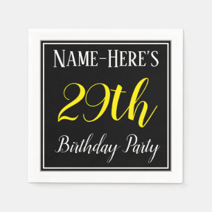 Serviette En Papier Simple, 29ème fête d'anniversaire avec nom personn