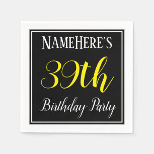Serviette En Papier Simple, 39e fête d'anniversaire avec nom personnal