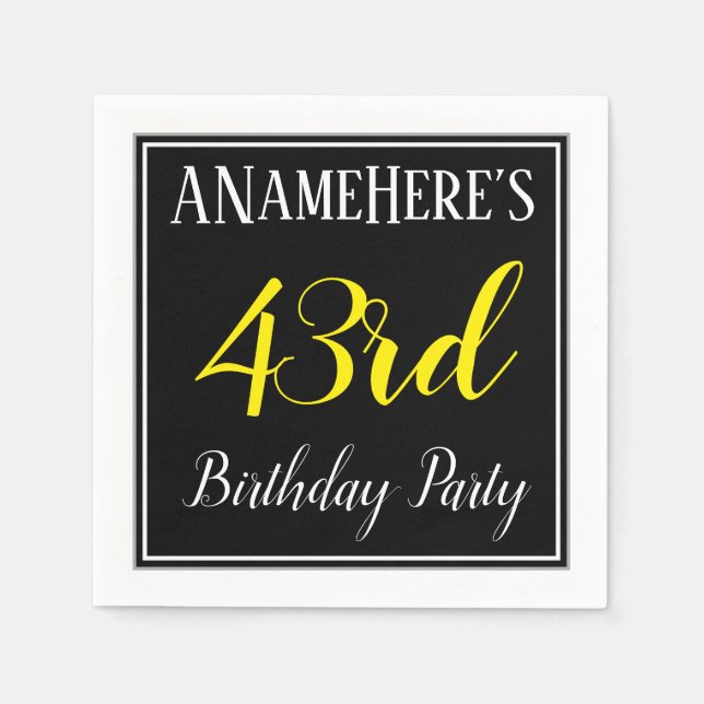 Serviette En Papier Simple, 43ème fête d'anniversaire avec nom personn (Devant)