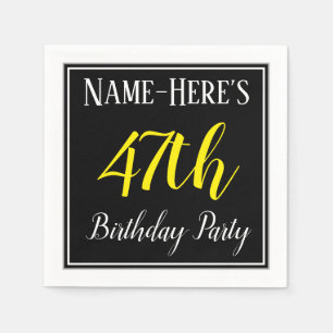 Serviette En Papier Simple, 47ème fête d'anniversaire avec nom personn
