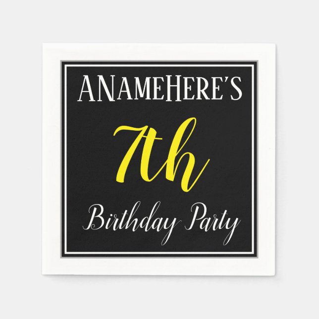 Serviette En Papier Simple, 7ème fête d'anniversaire avec nom personna (Devant)