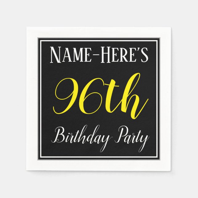 Serviette En Papier Simple, 96e fête d'anniversaire avec nom personnal (Devant)