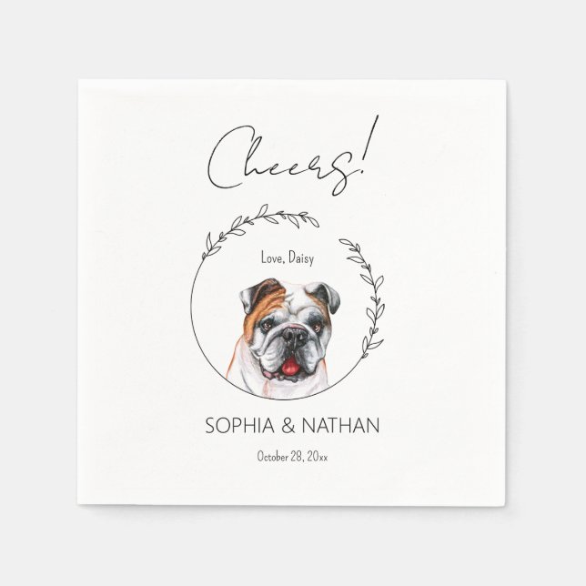 Serviette En Papier Simple anglais Bulldog Mariage Cocktail (Devant)