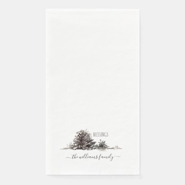 Serviette En Papier Simple Aquarelle Pine Cônes Bénédiction Personnali (Devant)