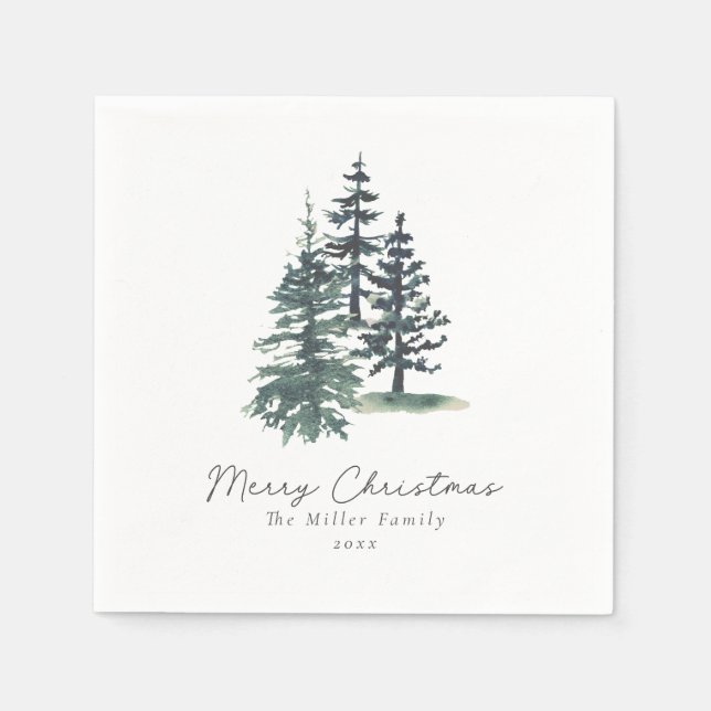 Serviette En Papier Simple arbre de Noël élégant | Pin (Devant)