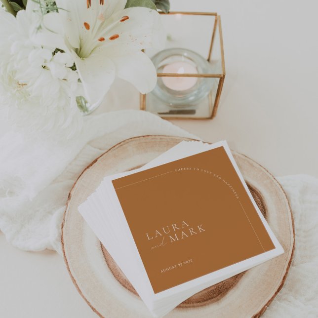 Serviette En Papier Simple Arché Brunt Orange Cheveux Mariage de scrip (Créateur téléchargé)