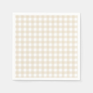 Serviette En Papier Simple Baby Shower Automnal Gingham Marron