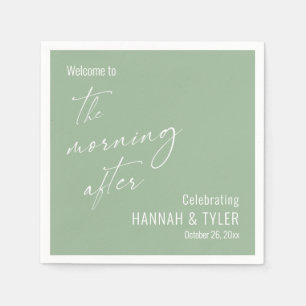 Serviette En Papier Simple Bienvenue au Matin Après Vert Sauge
