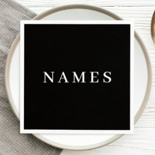 Serviette En Papier Simple Black Custom Ajouter Votre Nom Élégant