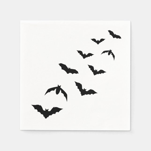 Serviette En Papier Simple Black Halloween Bats Silhouette Design (Devant)