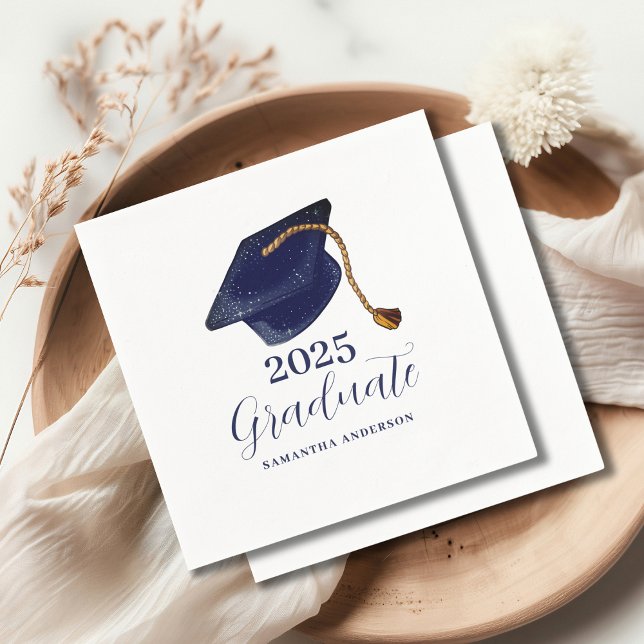 Serviette En Papier Simple Blue 2025 Graduation (Créateur téléchargé)