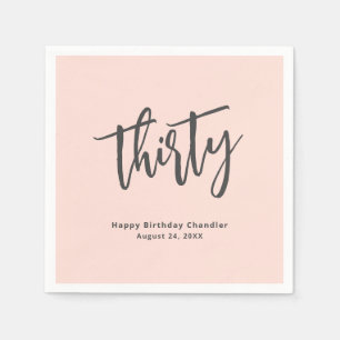 Serviette En Papier Simple Blush Pink 30e fête d'anniversaire