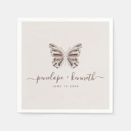 Serviette En Papier Simple Boho Butterfly Burgundy Taupe Mariage