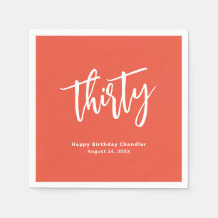 Serviette En Papier Simple Bold Orange 30e fête d'anniversaire