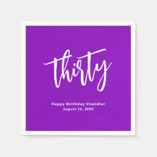 Serviette En Papier Simple Bold Purple 30e fête d'anniversaire