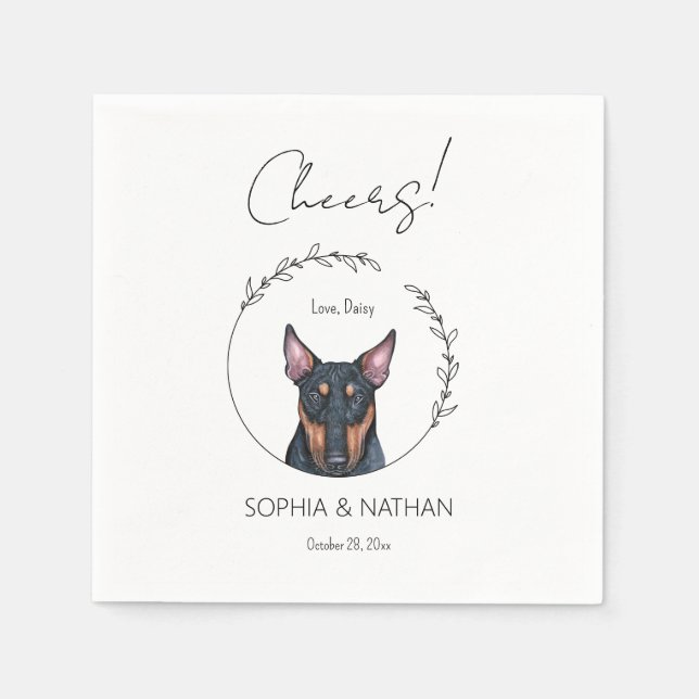 Serviette En Papier Simple Bull Terrier Mariage Cocktail (Devant)
