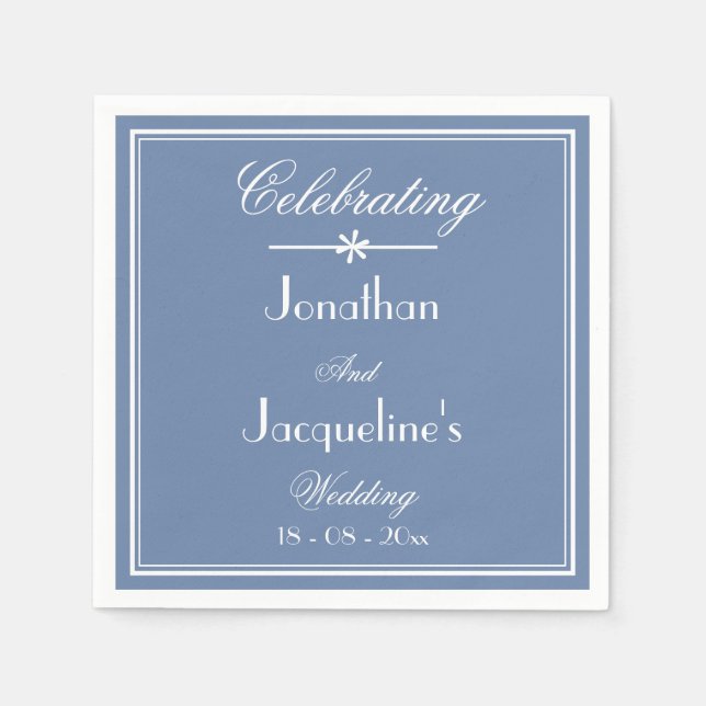 Serviette En Papier Simple Chic Script Rustique Dusty Mariage papier (Devant)
